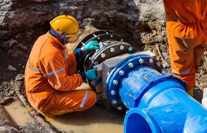 travaux assainissement deux homme en plein travaux d'assainissement